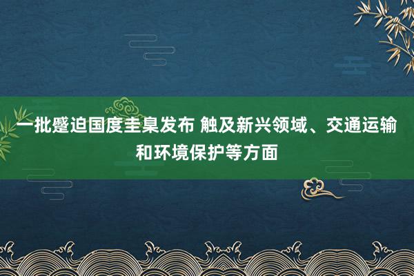 一批蹙迫国度圭臬发布 触及新兴领域、交通运输和环境保护等方面